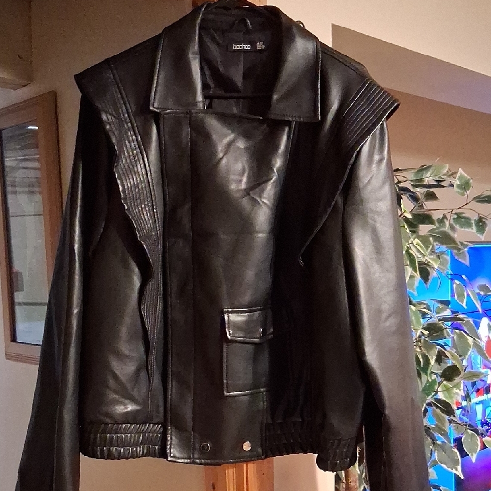 Boohoo Black Bomber Jacket Varsity Style